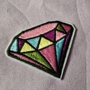 Embroidered Iron on Patch Multicolor Diamond NWOT unbranded